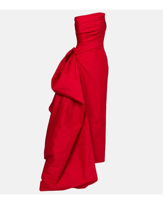 Marmar Halim Red Ruched Taffetta Gown