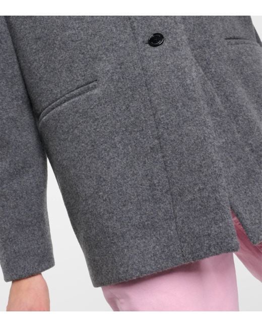 Manteau oversize en laine melangee Isabel Marant en coloris Gray