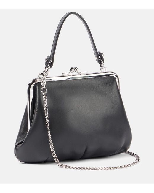 Vivienne Westwood Black Granny Frame Leather Tote Bag