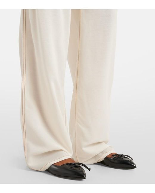 Alaïa White High-Rise Wool-Blend Wide-Leg Pants