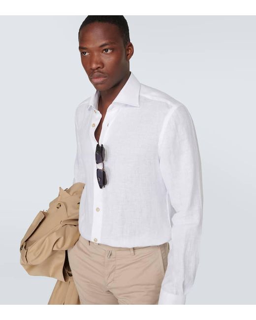 Kiton White Linen Shirt for men