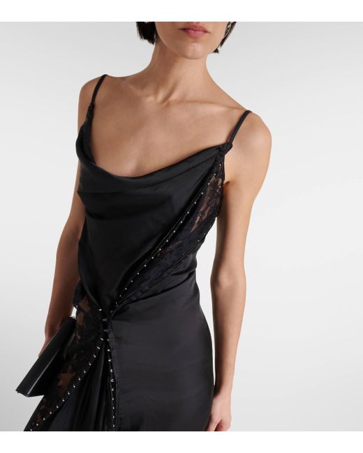 Y. Project Black Lace-trimmed Asymmetric Maxi Dress