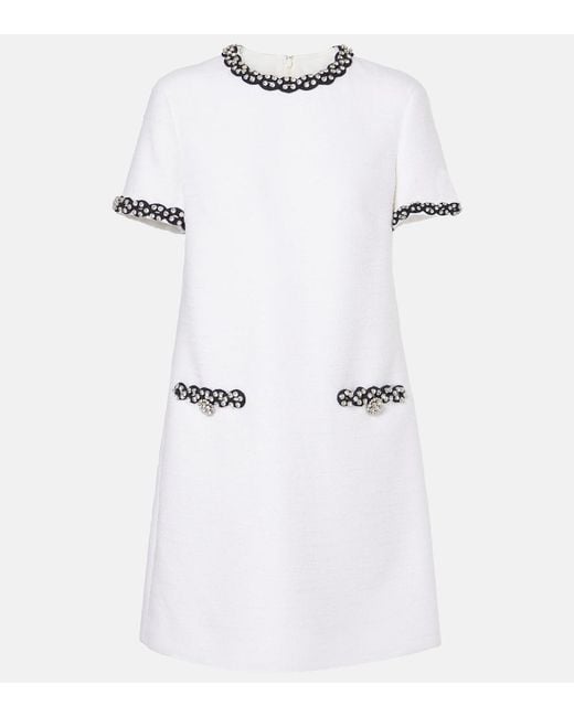 Valentino Blue Embellished Tweed Minidress