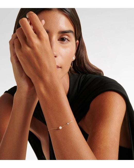Mateo Metallic 14Kt Chain Bracelet With Diamonds And Pearls
