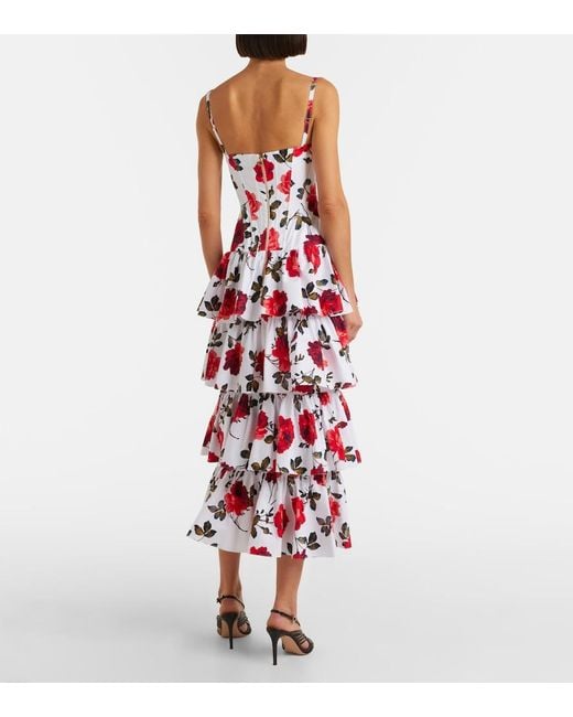 Carolina Herrera Red Kleid Aus Einem Baumwollgemisch
