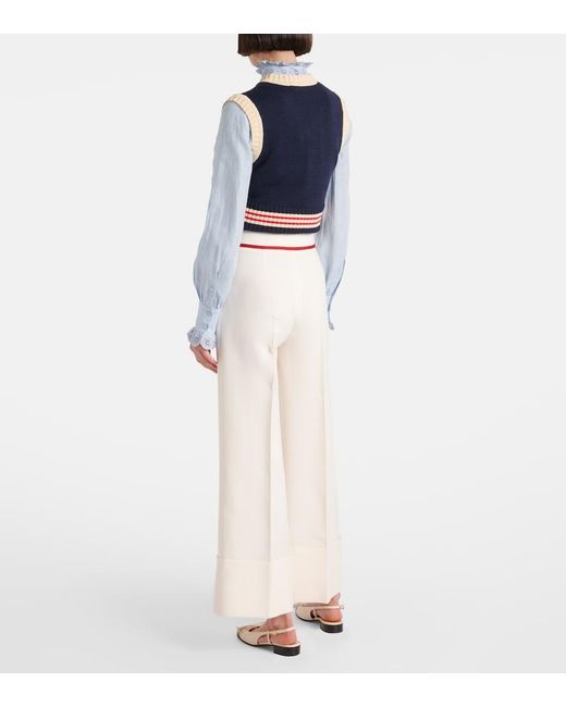 Valentino White Crepe Couture Wide-Leg Pants