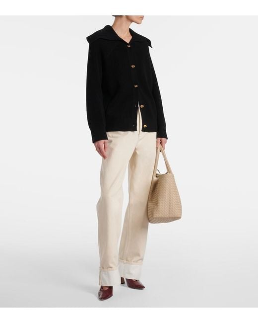 Bottega Veneta Black Knot Ribbed-Knit Cotton Cardigan