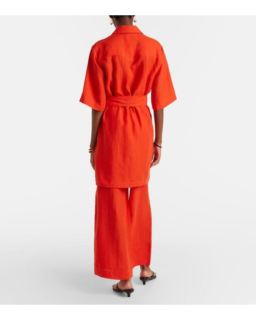 Eres Red Select Linen Wide-Leg Pants