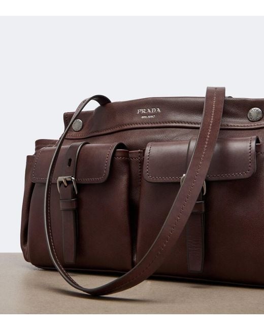 Prada Brown Route Medium Leather Tote Bag