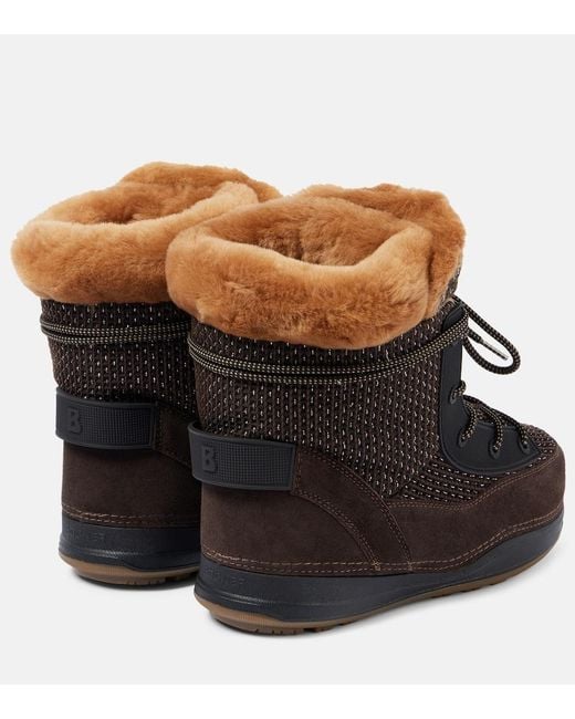 Bogner Black Verbier Shearling-Trimmed Suede Ankle Boots