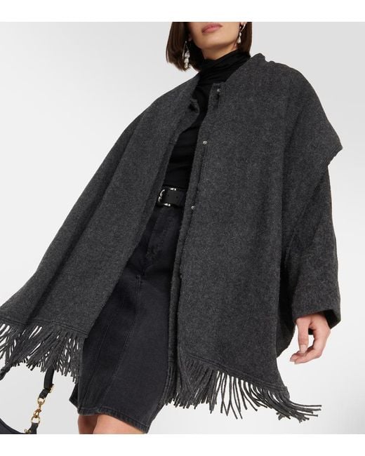 Isabel Marant Black Faty Wool-Blend Scarf Coat