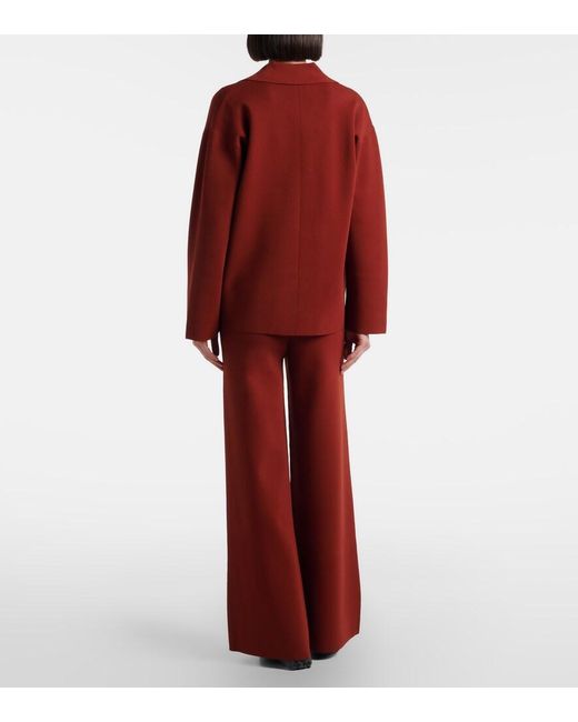 Max Mara Red Jersey Wide-Leg Pants