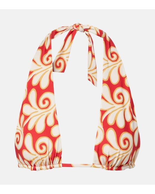Cala De La Cruz Red Priscilla Printed Bikini Top