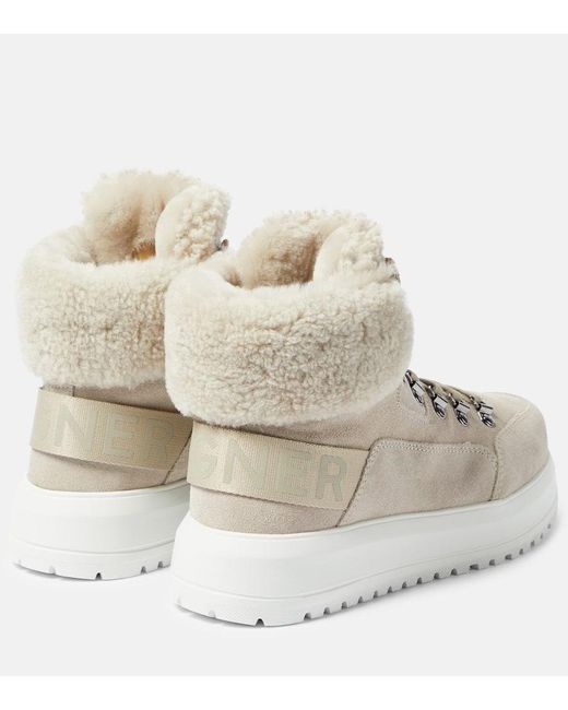 Bogner Natural Antwerp Suede And Shearling Lace-up Boots