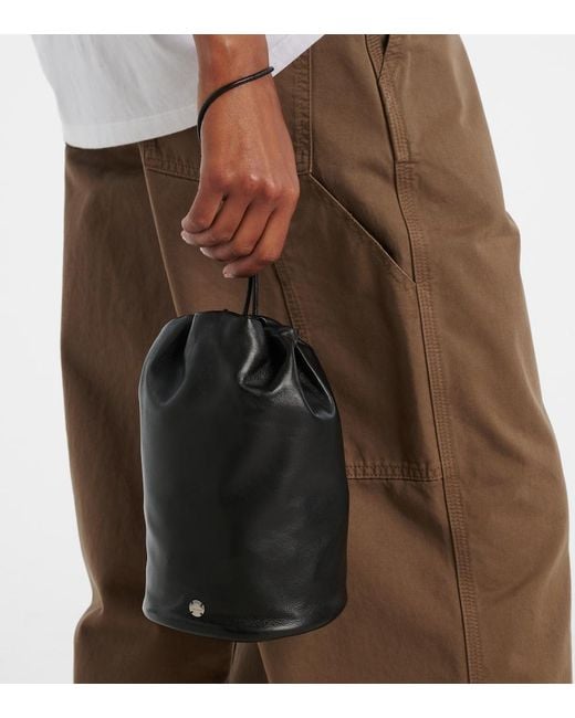 The Row Black Astra Leather Pouch