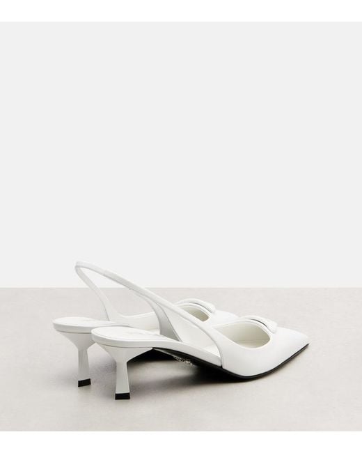Prada White Slingback-Pumps Aus Leder