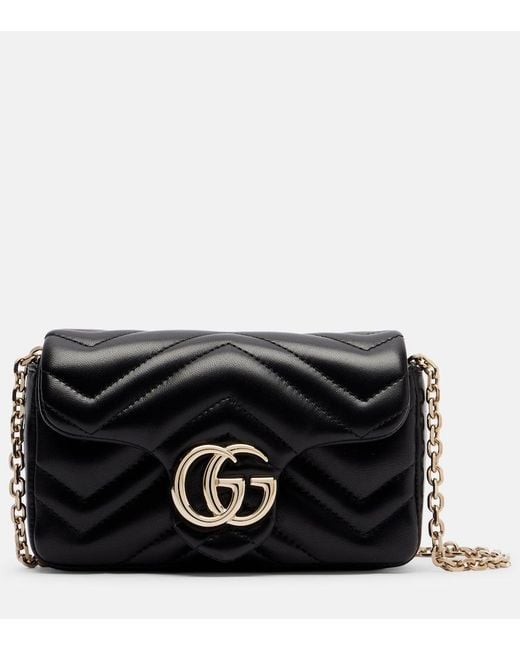 Gucci Black Gg Marmont Mini Leather Shoulder Bag