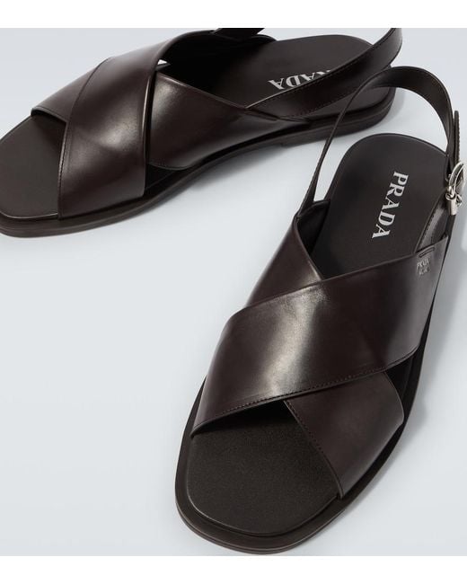 Prada Black Leather Sandals for men