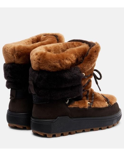 Bogner Brown Chamonix Shearling And Suede Snow Boots