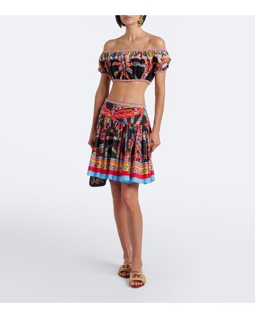 Dolce & Gabbana Red Carretto Cotton Miniskirt