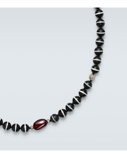 Ileana Makri Metallic Sterling Beaded Necklace With Gemstones for men