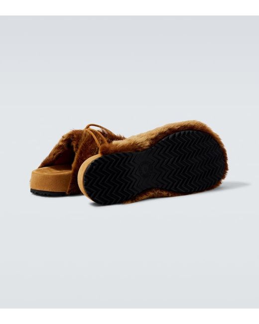 Dries Van Noten Brown Shearling Clogs for men