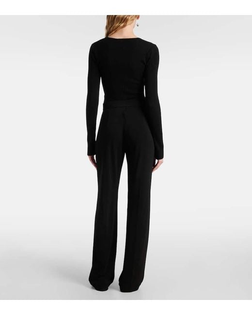 Max Mara Black Gerade High-Rise-Hose Dinda Aus Jersey