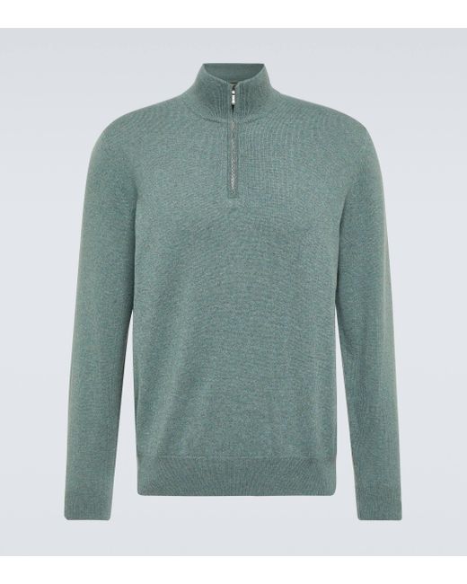 Loro Piana Green Cashmere Half-zip Sweater for men