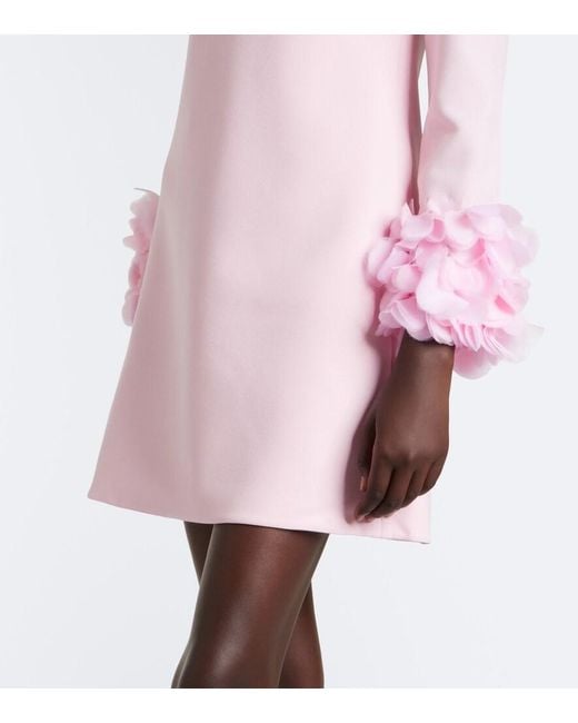 Safiyaa Pink Reffie Floral-Applique Crepe Minidress