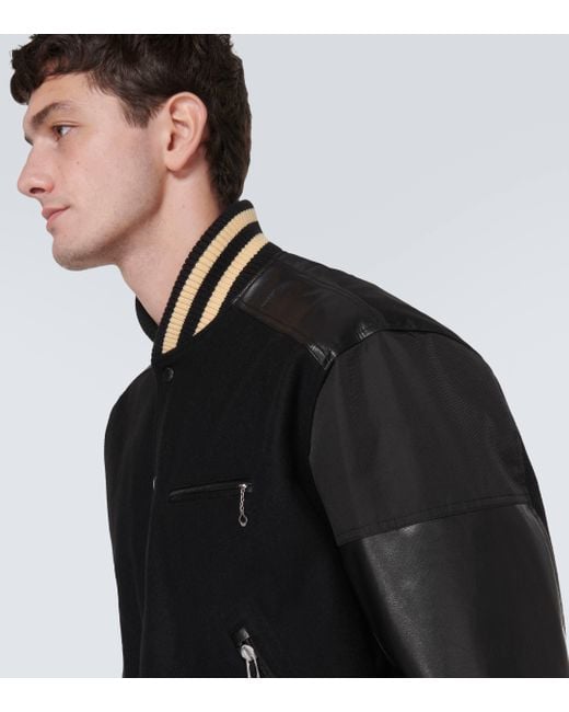 Junya Watanabe Black Wool-blend Varsity Jacket for men