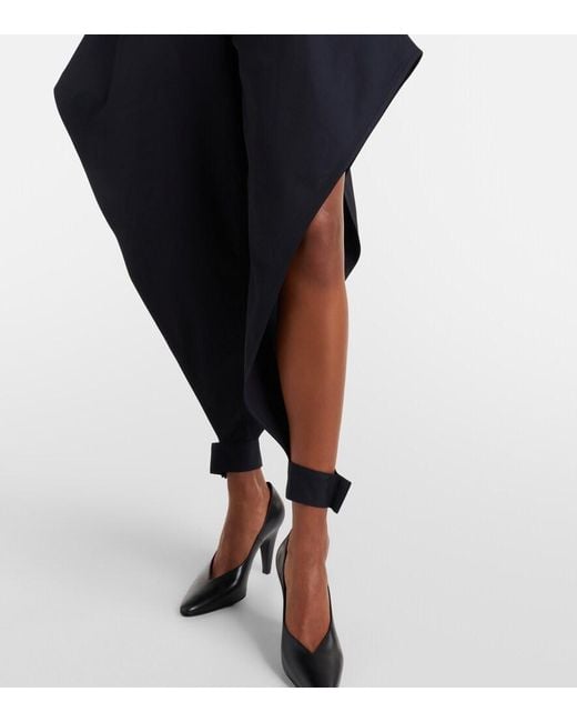 Alaïa Blue Ruffled Cotton Gabardine Tapered Pants