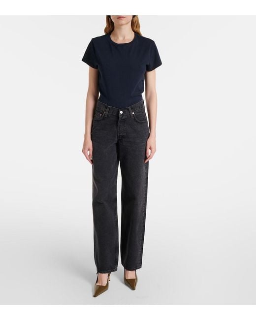 Agolde Blue V-Waist Baggy High-Rise Wide-Leg Jeans
