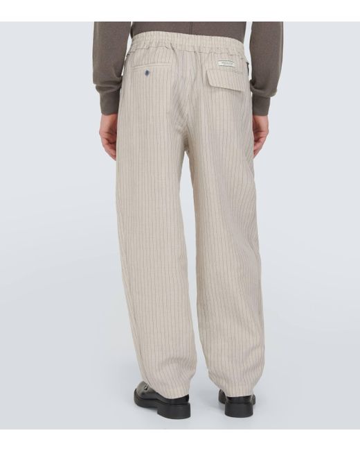 Undercover Natural Pinstripe Wool And Linen Wide-leg Pants for men