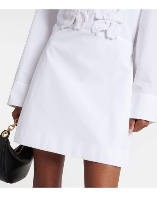 Valentino White Besticktes Minikleid aus Baumwollpopeline
