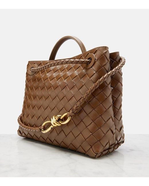 Bottega Veneta Brown Andiamo Intrecciato Small Leather Tote Bag