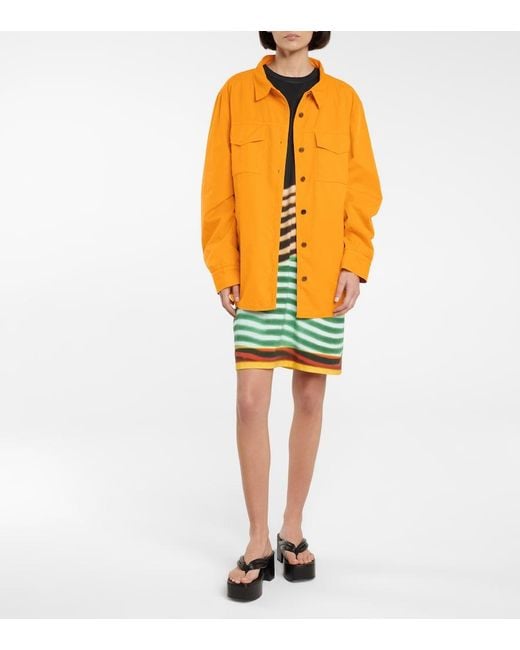 Dries Van Noten Orange Cotton Shirt Jacket