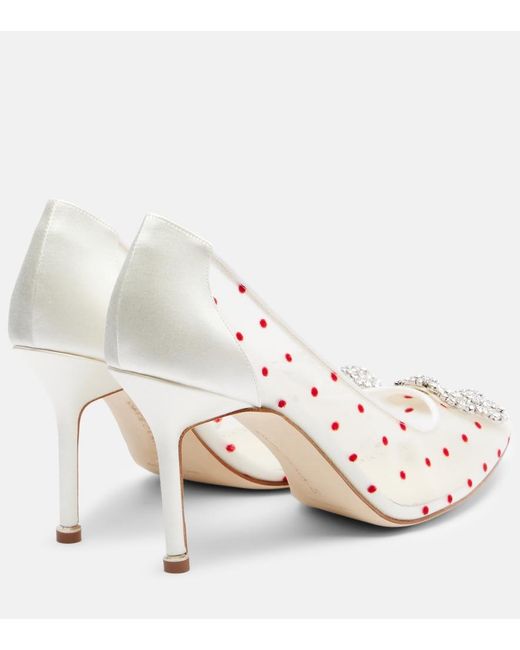 Manolo Blahnik Metallic Hangisi 90 Polka-Dot Embellished Pumps