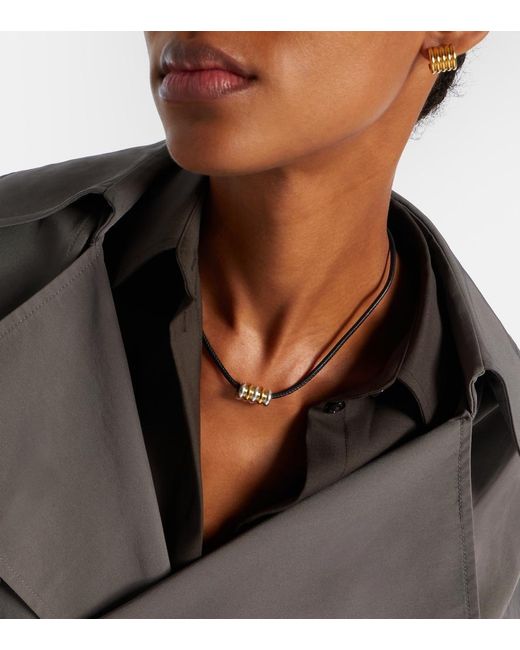 DEHANCHE Metallic Hollyhock Leather And Sterling Necklace