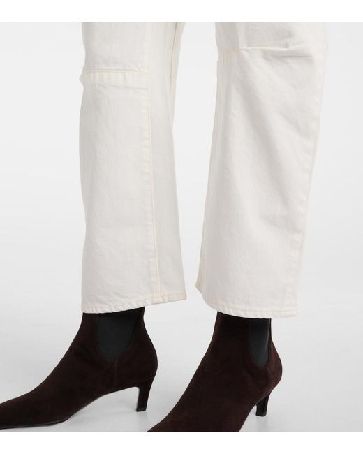 Nili Lotan White Shon High-Rise Barrel-Leg Jeans