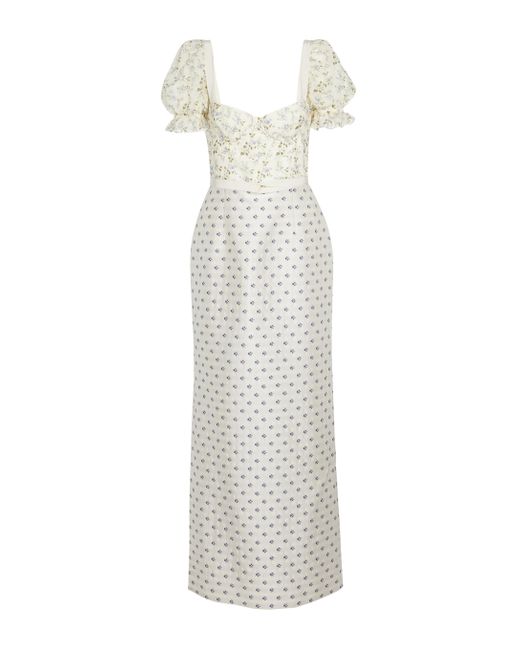 Brock Collection White Floral Linen-blend Maxi Dress
