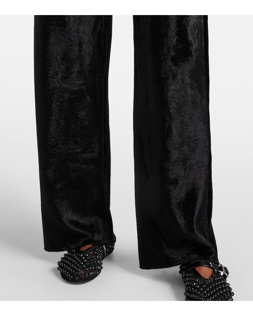 Alaïa Black Velvet Straight Pants
