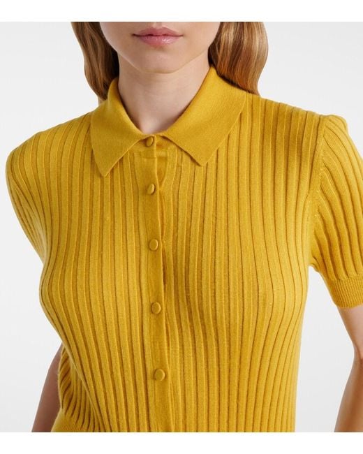 Gabriela Hearst Yellow Pleated Cashmere And Silk Polo Dress