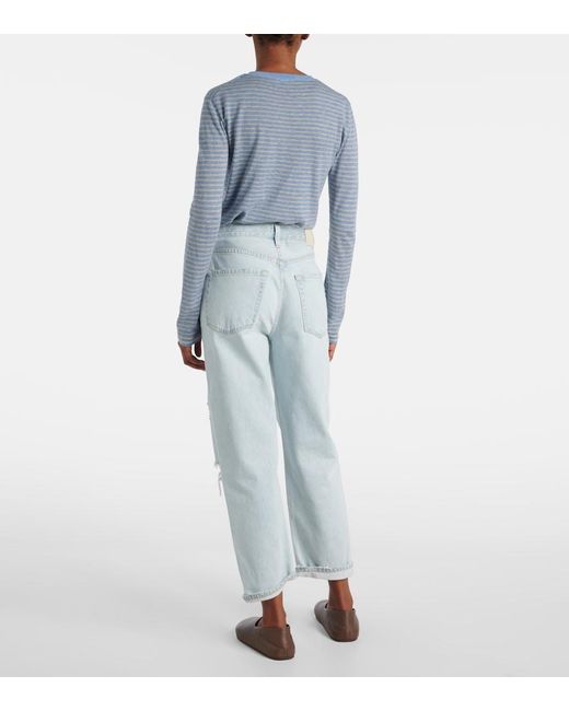 Citizens of Humanity Blue Dahlia Distressed Low-Rise Wide-Leg Jeans