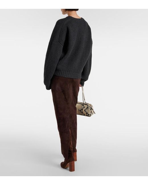 Khaite Black Manuela Ribbed-Knit Cashmere Sweater