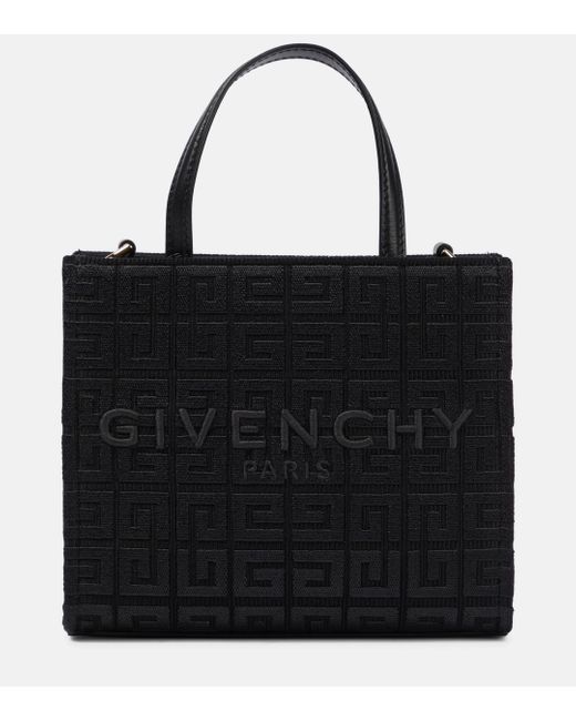 Sac À Main En Toile Jacquard À Finitions En Cuir G-tote Mini Givenchy en coloris Black