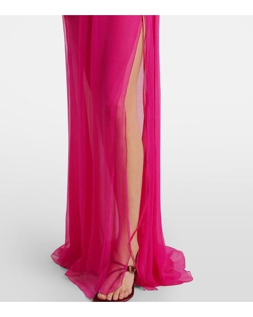 Nensi Dojaka Pink Semi-Sheer Silk Gown