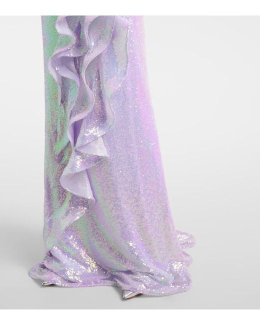 Maticevski Purple Radiella Wave Ruffled Sequined Gown