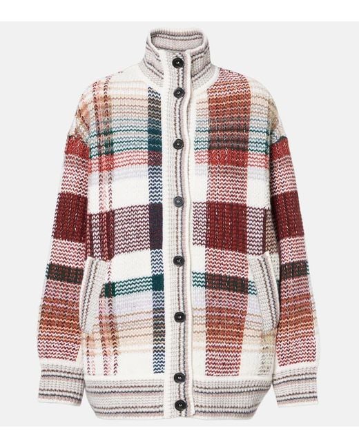 Missoni Red Zigzag Wool, Cotton, And Alpaca Cardigan