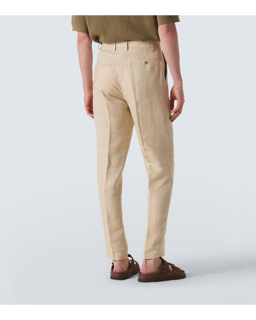 Pantalones rectos de lino Sunspel de hombre de color Natural