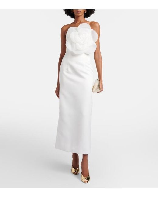 LEO LIN Floral-Applique Maxi Dress in White | Lyst LEO LIN Floral-Applique Maxi Dress in White | Lyst